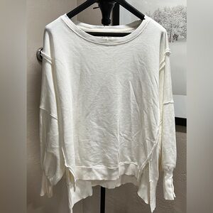 We The Free White Layered Raw Hem Sweatshirt Small